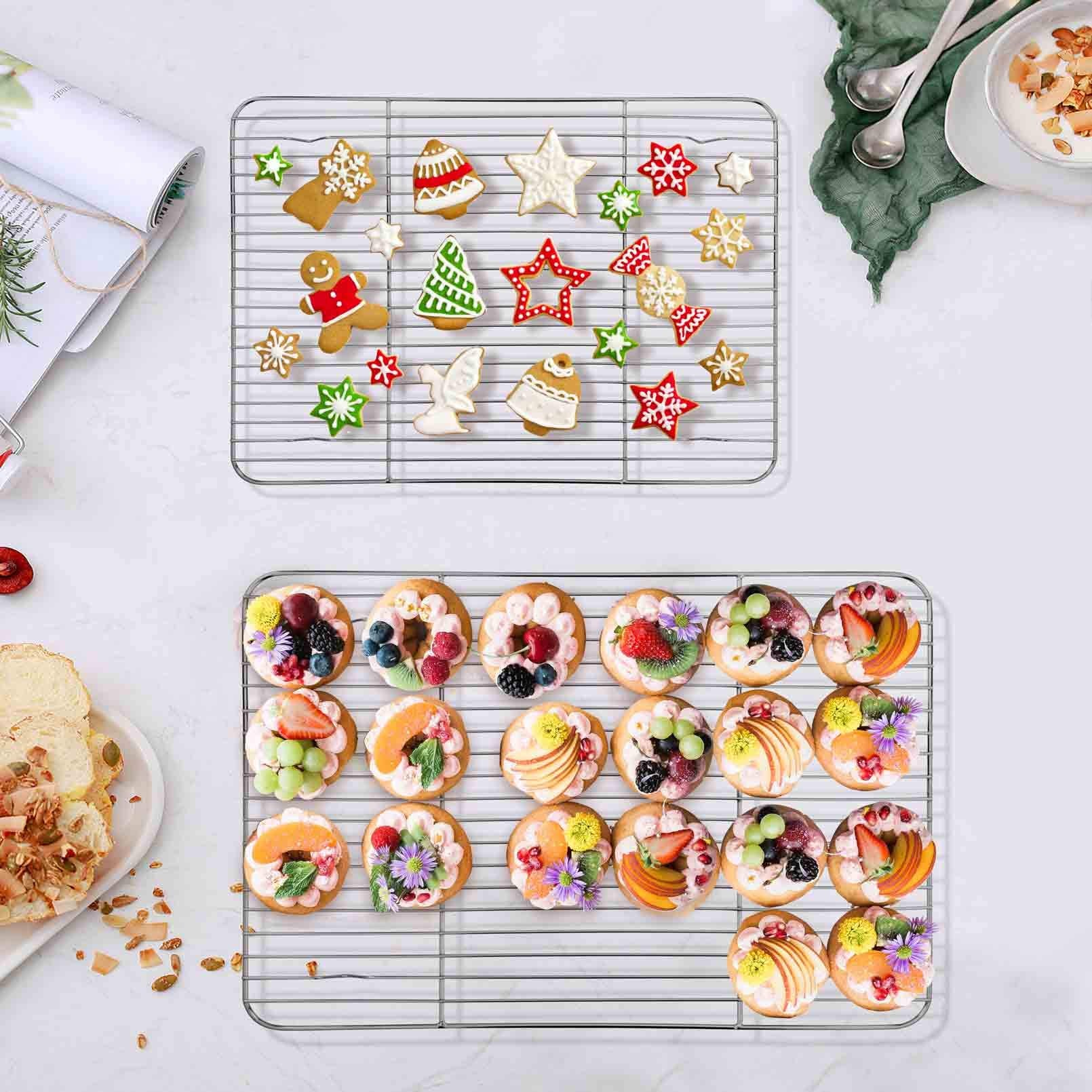 Teamfar Cooling Rack Set Of 4, Roasting Baking Racks Stainless Steel For Baking Sheet Toaster Oven Pan, Healthy & Rust Free, Mir